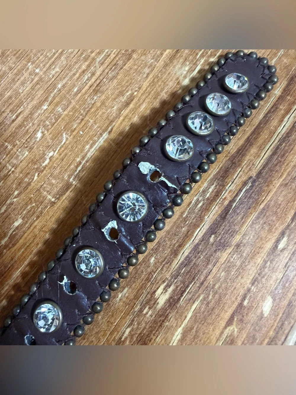 Blingy Western Faux Leather Diamond Dog Collar 19”